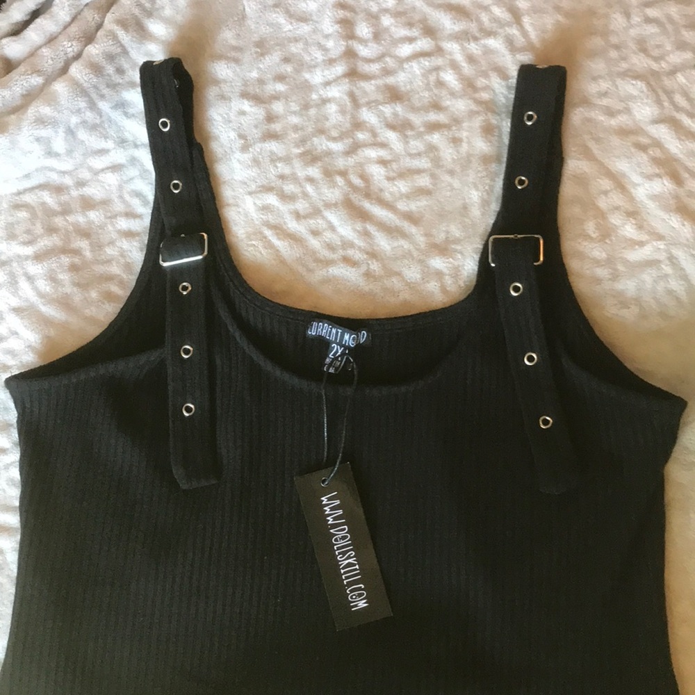 Black ribbed body suit NWT